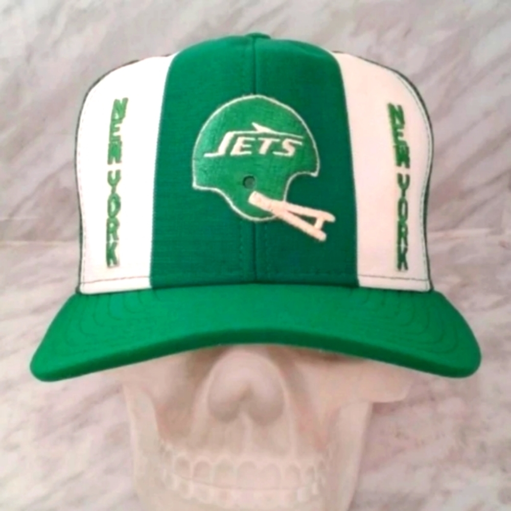 Vintage New York Jets AJD Lucky Stripes Snapback Mesh Trucker Hat Cap USA made